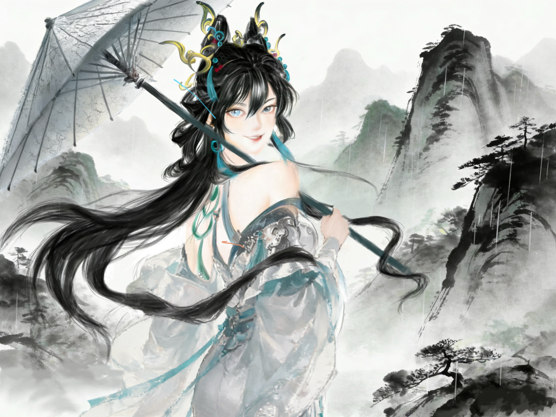 水墨风插画尝试